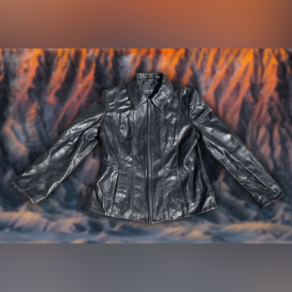 Donny Brook Black Zip Genuine Leather Jacket Sz L